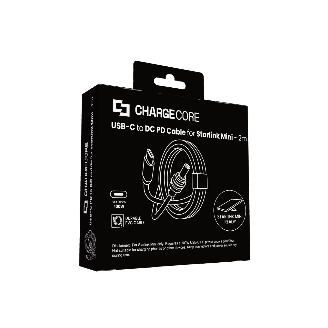 ChargeCore USB C to DC 100W Cable Starlink Mini 2M