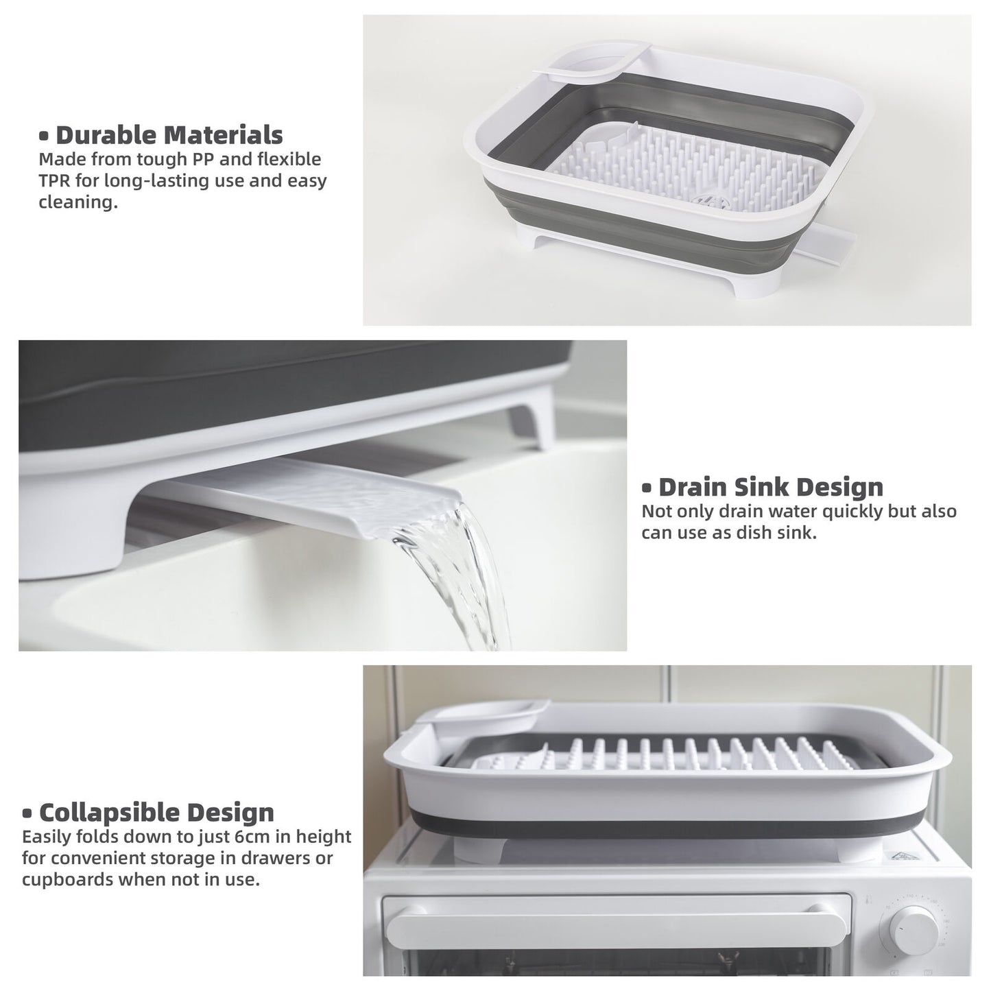 Collapsible Dish Rack with Utensil Section Space-Saving Drying Rack for Compact Kitchens & Camping