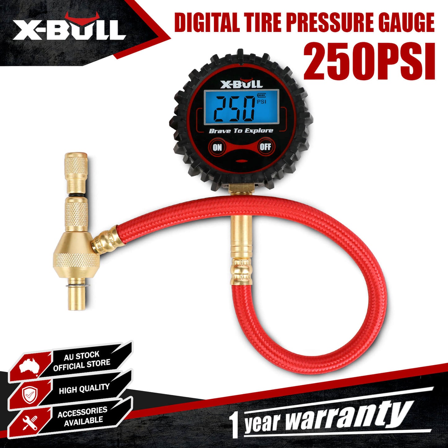 X-BULL Digital tire pressure gauge 250PSI Tyre Air Pressure Car Motorcycle LED