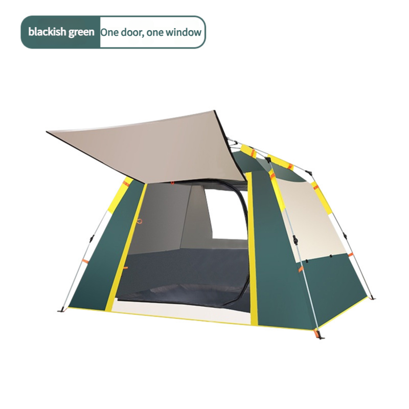 Dark green four-sided tent with a straight door - Plus Large size (270x270x185cm), majestic and expansive for outdoor escapades