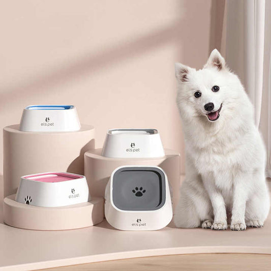 Grey Anti-Spill Floating Pet Water Bowl for Dogs and Cats - 1L Capacity, Splash-Proof and Anti-Wet Mouth Design