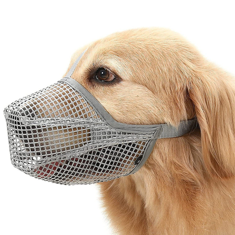 2 Pcs Size S Grey Breathable Mesh Dog Muzzle - Anti-Barking, Biting & Chewing - Adjustable & Comfortable Nylon Muzzle for Dogs