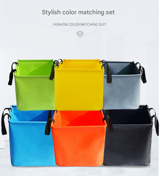 Blue 25L Collapsible Bucket - Heavy-Duty PVC Waterproof Folding Pail for Fishing, Camping & Car Washing