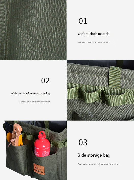 Brown Heavy Duty Foldable Outdoor Camping Storage Box - Oxford Cloth Collapsible Gear Organizer Tote with Pockets