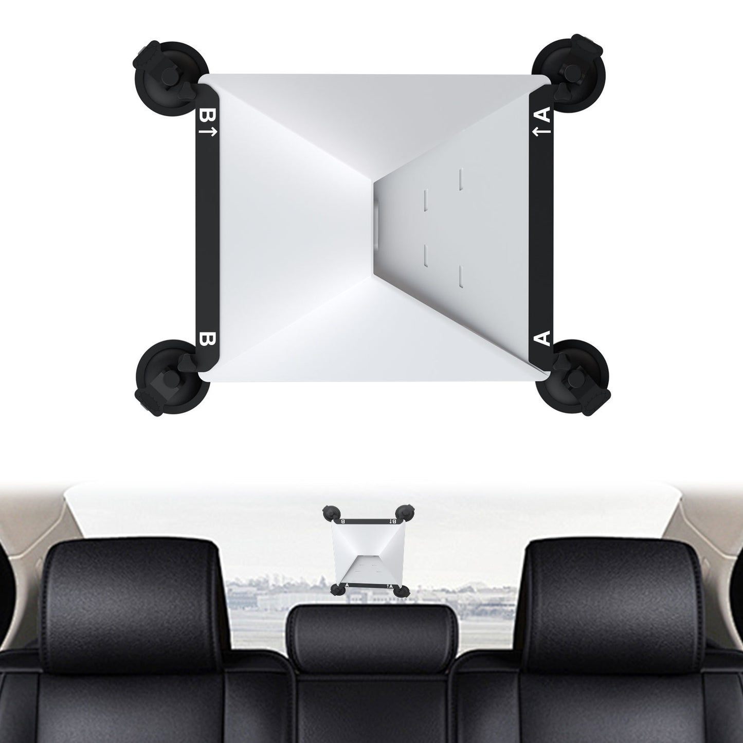 White and Black Heavy-Duty Suction Cup Mount for Starlink Mini - All-Weather Car, RV & Boat Bracket