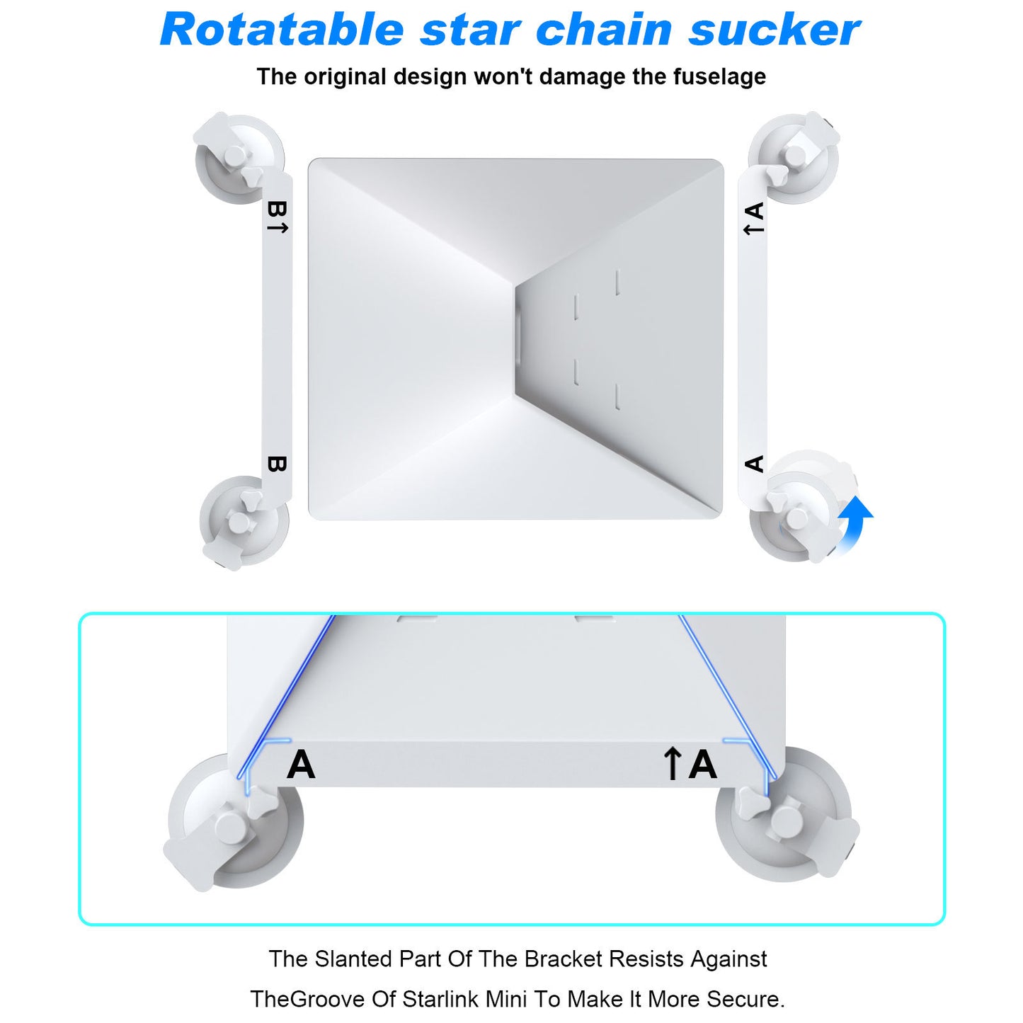 White Heavy-Duty Suction Cup Mount for Starlink Mini - All-Weather Car, RV & Boat Bracket