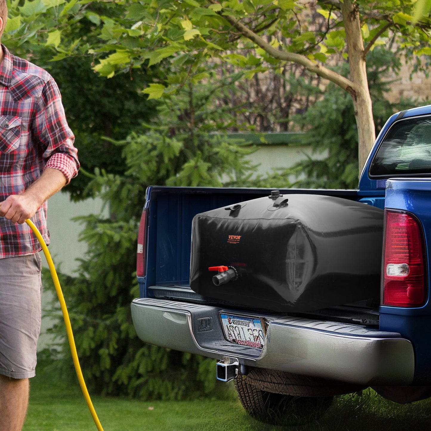 VEVOR Portable Water Storage Bladder 540L PVC Collapsible Water Tank Black