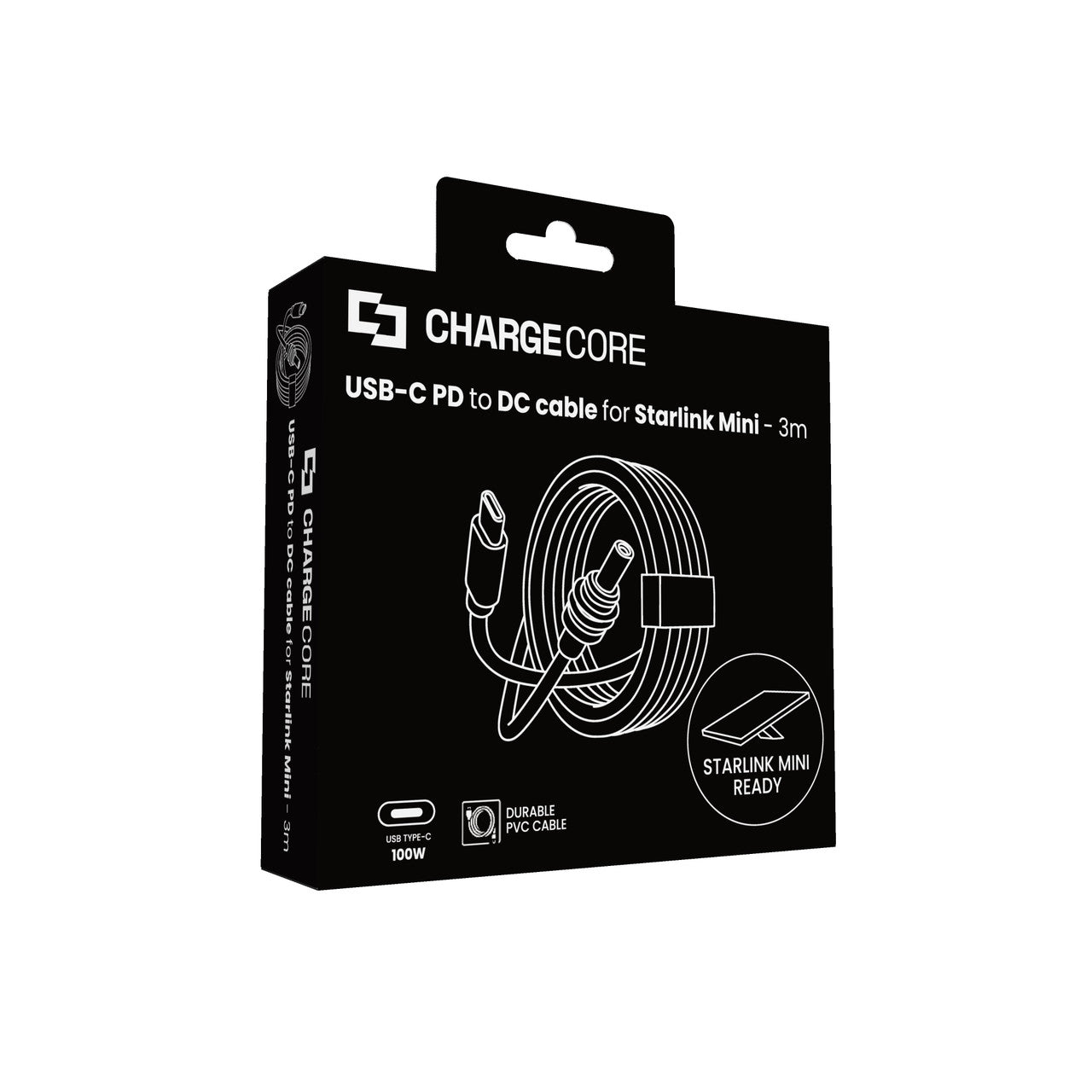 ChargeCore USB C to DC 100W Cable Starlink Mini 3M