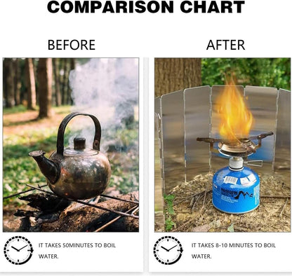 Windbreak for Camping Stove - Pack of 10 - Foldable Aluminum Windbreak - Foldable Windbreak for Gas Stove, Plate, Grill, Picnic, Camping Equipment - Aluminum Windbreak with Storage Bag