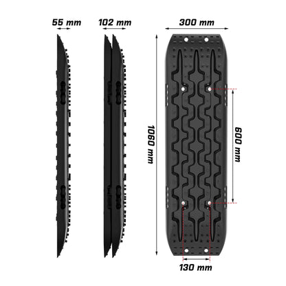 X-BULL 2PCS Recovery Tracks Boards Snow Tracks Mud tracks 4WD With 4PC mounting bolts Black