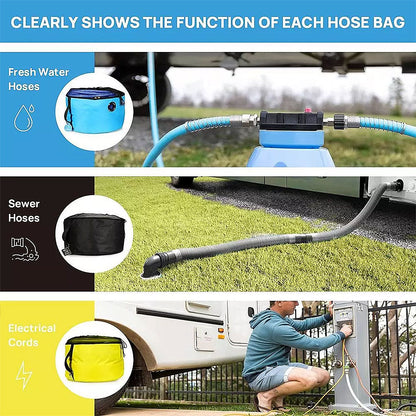 Hose Storage Bag Caravan Camping RV Cable Water Hose Electrical Cords Organizer - Blue