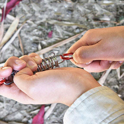 1-15PCS Outdoor Camping Tent Spring Wind Rope Buckle Fix Hook Buckles Silver Red - 5pair