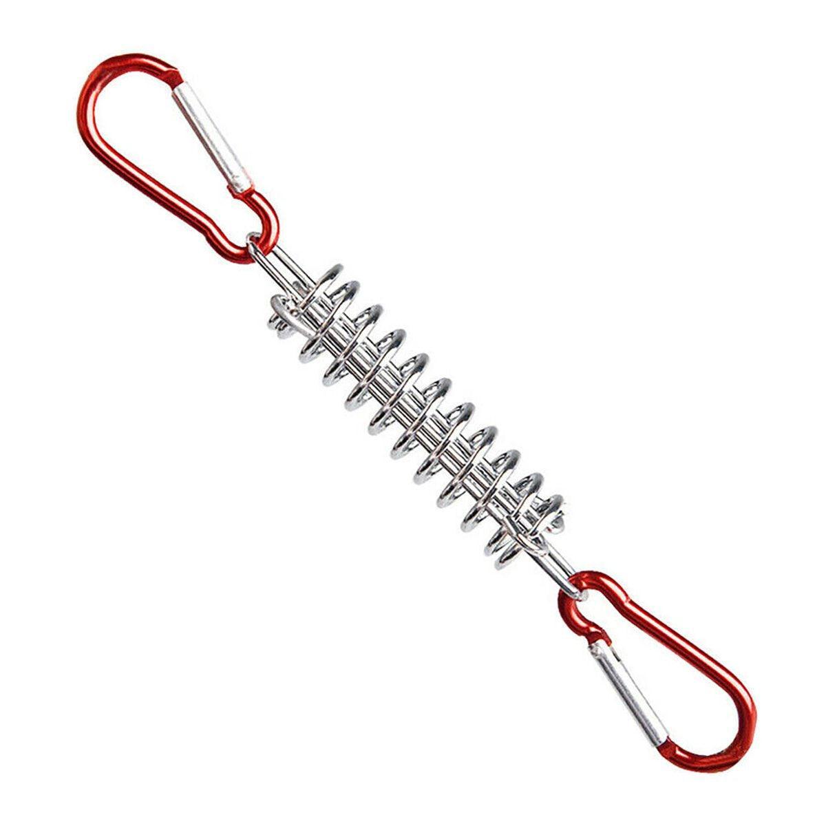 1-15PCS Outdoor Camping Tent Spring Wind Rope Buckle Fix Hook Buckles Silver Red - 5pair