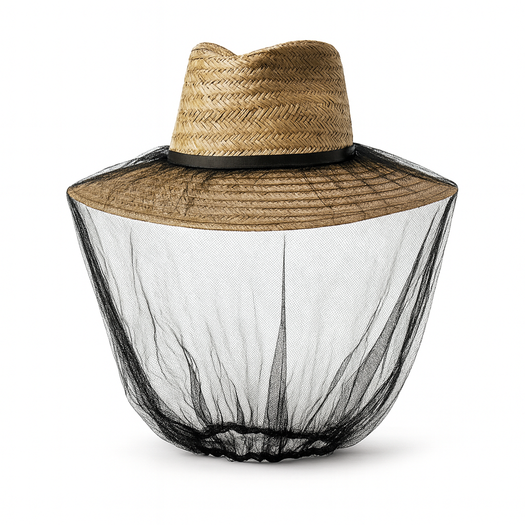 Mosquito Hat Net Head Protector Bee Bug Mesh Insect Mozzie Fishing Fly - Black