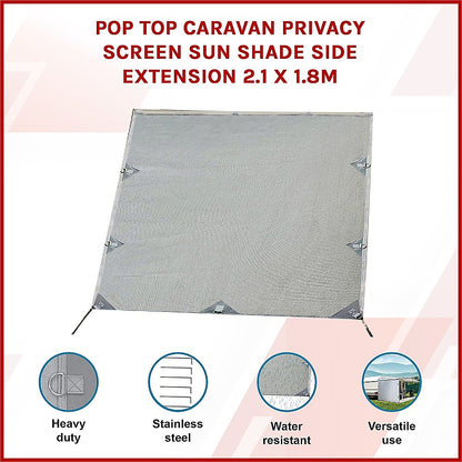 Pop Top Caravan Privacy Screen Sun Shade Side Extension 2.1 x 1.8m
