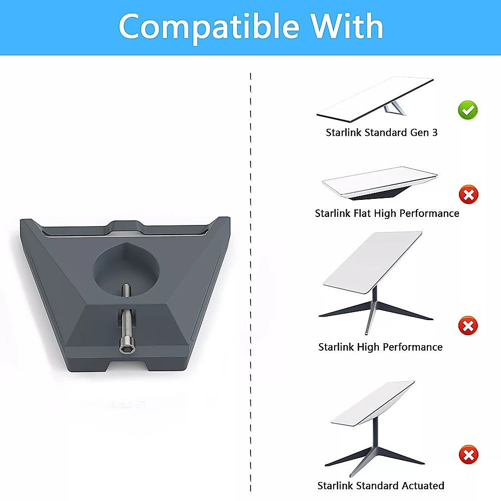 Pipe Adapter Mount for Starlink Roof Gen 3 (Pole Sizes 0.83"-2")