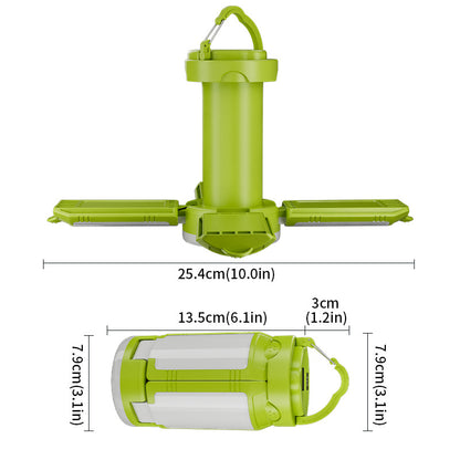 Green Foldable LED Camping Lantern with 6 Modes & Type-C Output - 48LED, IPX4 Waterproof, 3 Styles
