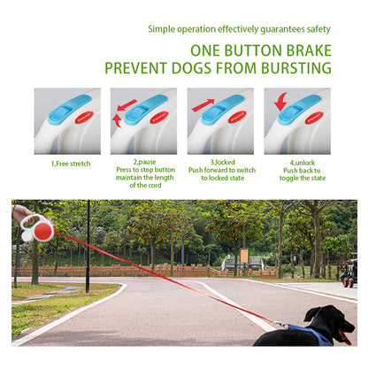 Tomato red 5M Retractable Dog Leash - With Small Box, Suitable For Small And Medium Dogs