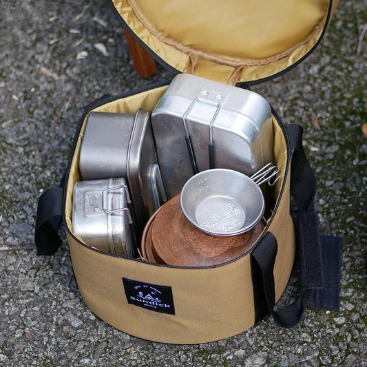 Portable Outdoor Kitchen Utensil Organizer,Waterproof Camping Cookware Storage Bag, Smoke Gray-Size L