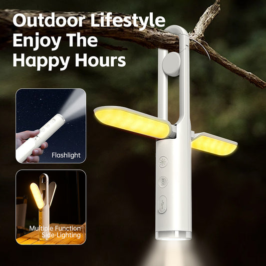 Multi-Function Folding LED Camping Lantern & Flashlight - USB Rechargeable, 3 Light Modes + SOS(Light green)