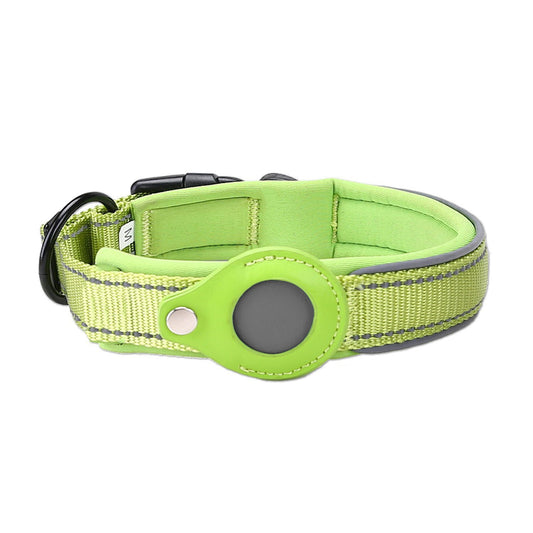 Size S Green Reflective Adjustable Anti-Lost Pet Collar (For Apple AirTag - Collar Only, Tracker Not Included)