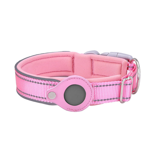 Size S Pink Reflective Adjustable Anti-Lost Pet Collar (For Apple AirTag - Collar Only, Tracker Not Included)