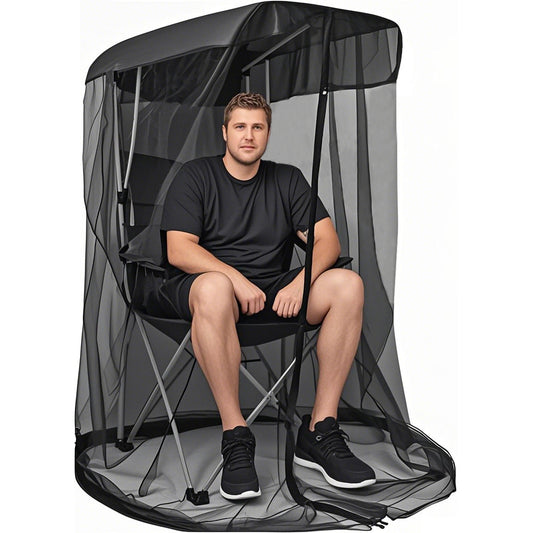 Portable Outdoor Chair Cover with Mosquito Net & Sun Canopy - UV & Water-Resistant Shelter for Camping & Fishing(black 82*89*160CM)
