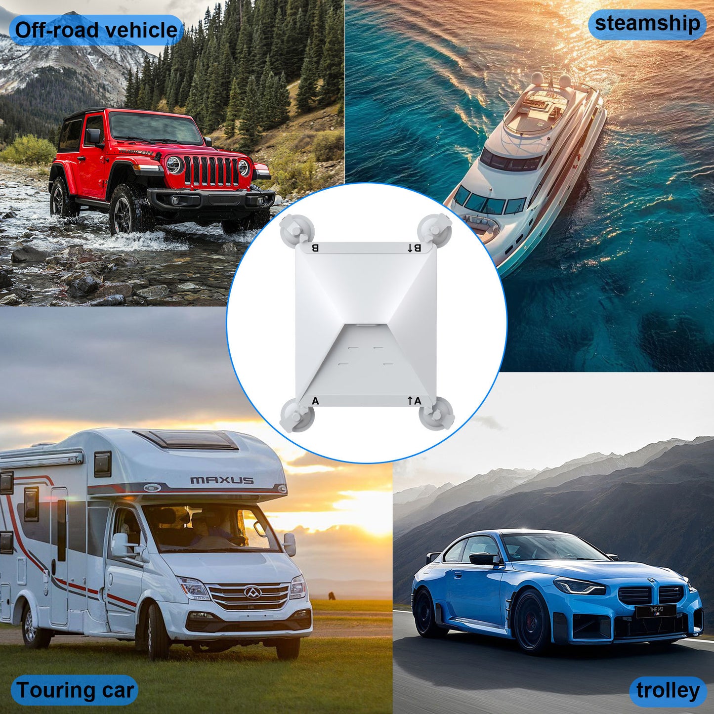 White Heavy-Duty Suction Cup Mount for Starlink Mini - All-Weather Car, RV & Boat Bracket