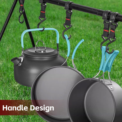 3Pcs Camping Cooking Set – Lightweight Anodised Aluminium Outdoor Cookware Kit with Heat-Resistant Handles