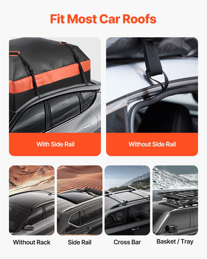 Car Rooftop Cargo Carrier Bag 21 Cubic Feet Roof Cargo Carrier 840D PVC
