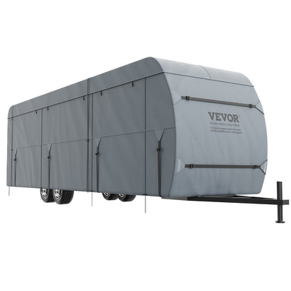 VEVOR Travel Trailer Cover, 9.1-9.8m RV Cover, 4-Layer Non-Woven Fabric Camper Cover, Waterproof, Windproof And Wear-Resistant Class A RV Cover, Rip-Stop Camper Cover with Storage Bag and Patches