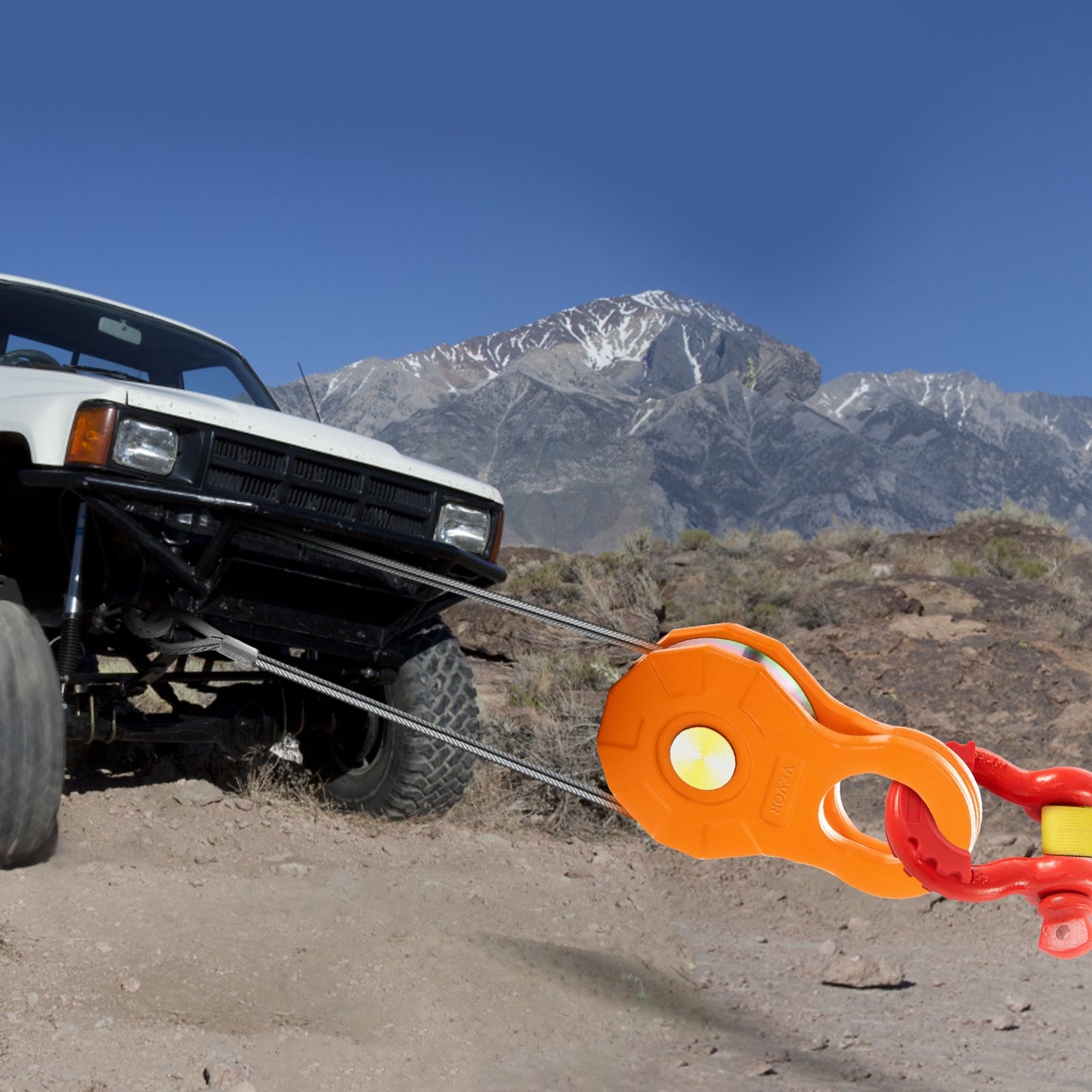 VEVOR Snatch Block, 11T/25,000 LBS Working Load Limit, Heavy Duty Winch Pulley for 0.55\"/14 mm Synthetic Rope or Soft Shackles, Off-Road Recovery Accessories for Tractor, Truck, ATV & UTV, 2 Packs