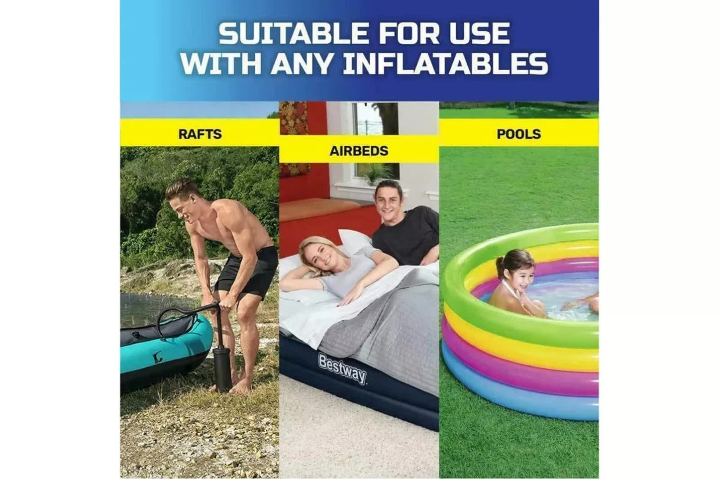 Bestway Air Hammer 2800 Manual Air Pump for Airbed, Swimming Pool, Toys, Kayaks